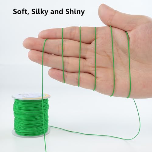 LUSTEMBER 0.8mm Nylon String, Strong Bracelet String, Durable Nylon Cord for Jewelry Making, Bracelets, Beading, Necklaces, Rattail Braiding, Kumihimo, Wind Chimes, Blinds and Handicrafts - size: Emerald Green
