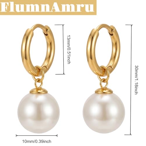 Hypoallergenic Pearl Earrings Set for Women | S925 Sterling Silver & Stainless Steel, Daisy Heart & Hook & Teardrop Dangle & Huggie Hoop, Simulated Pearl, Sensitive Ears - color: Yellow Gold Round Pearl