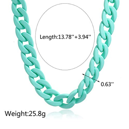Fashion Multicolor Acrylic Figaro Chain Necklace Cuban Thick Chunky Resin Link Curb Chain Necklace for Women Girl Party Festival Jewelry - color: B green
