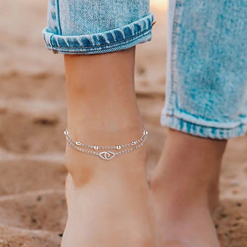 Anklet for Women S925 Sterling Silver Adjustable Foot Charm Ankle Bracelet Anklets Jewelry 9.5-10.5 Inches - color: 7# Infinity Anklet