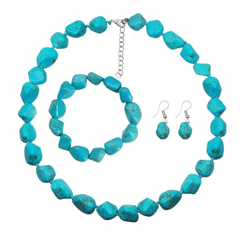 Multi strand Navajo Pearl Necklace Layer Navajo Pearls Western Jewelry for Women Boho Vintage Choker Turquoise Necklaces - color: turquoise necklace set