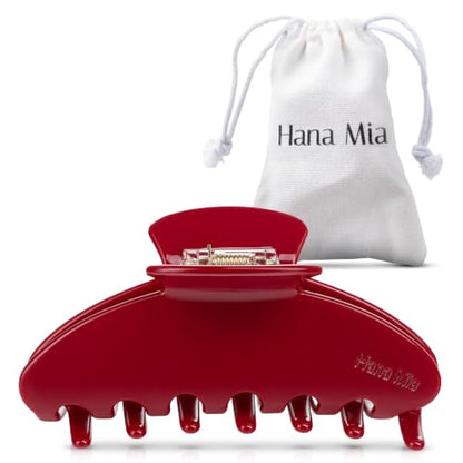 Luxury Red Claw Clip for Women | Our Large 4 Inch Hair Clip Creates Beautiful Half Ups, Secure Updos & Chic Every Day Styles | Premium Acetate Claw with Secure Hold & Snag Free Teeth for Easy Styling - color: Red