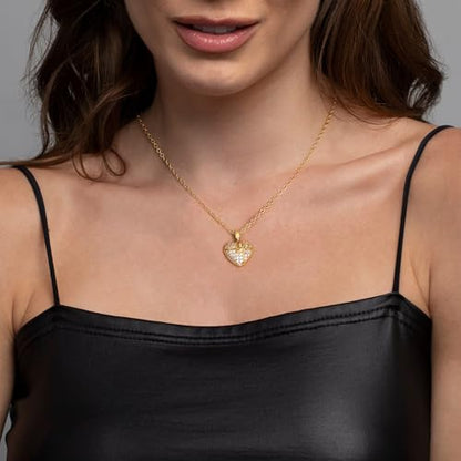 Starain Heart Necklaces for Women Dainty Cubic Zirconia Love Heart Pendant Necklace 18K Gold Plated Chain Trendy Stuff Jewelry - color: H Gold Heart Necklace