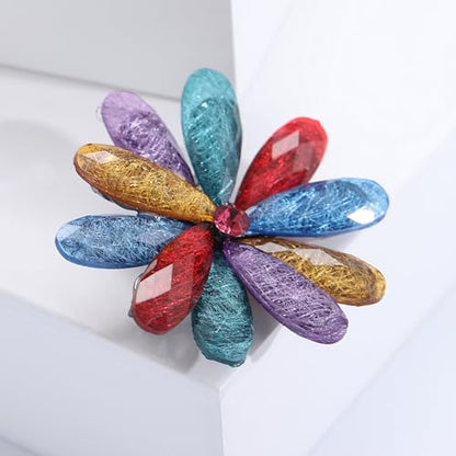 Acrylic Flower-Shape Brooch Pin for Women Statement Brooch - color: Multicolor