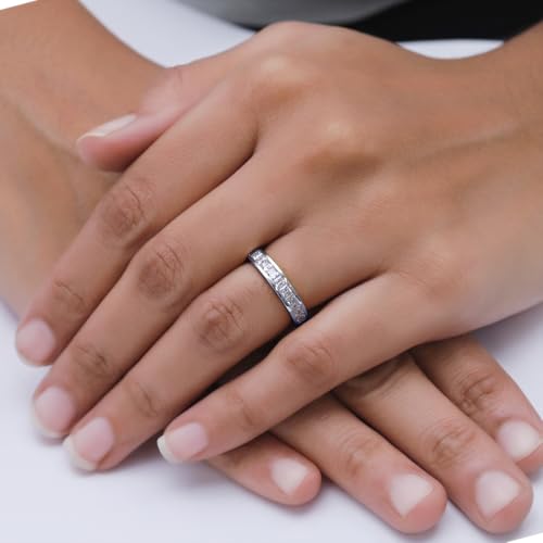 2.5MM Princess Cut Lab Grown Diamond & Lab Created Moissanite Wedding Band Half Eternity Ring For Women In 925 Sterling Silver & 10K/14K Solid Gold Stackable Promise Ring 1 Cttw (Clarity VVS1) - color: 925 White Gold, size: 8