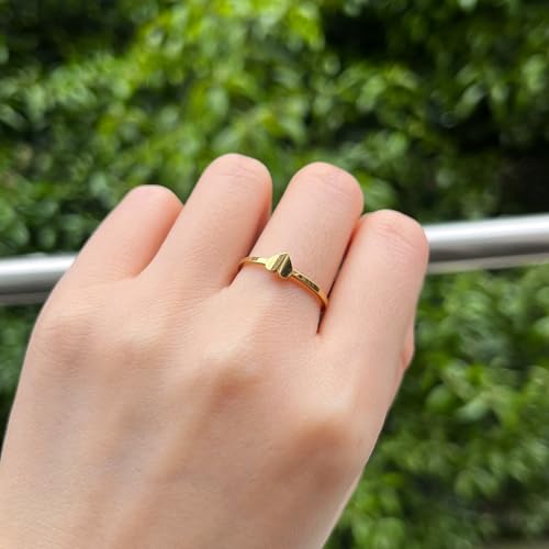 Sun and Moon Rings Stainless Steel Crescent Sun Rings for Women Gold Open Ring Middle Index Finger Jewelry Gift - color: B-Gold Heart