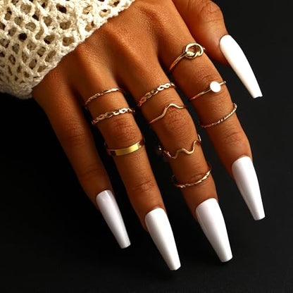 FAXHION 24-60 Pcs Gold Stackable Rings for Women, Knuckle Rings Chunky Gold Ring Set Dainty Stacking Cute Rings, Multiple Sizes Cute Jewelry Set Gift - style: Gold-30 pcs