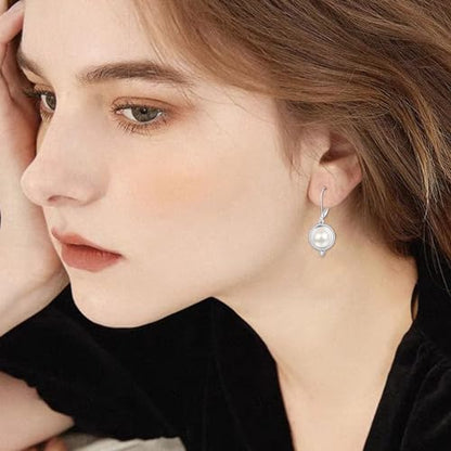 FreshWater Pearl Dangle Earrings 925 Sterling Silver Lapis lazuli Turquoise Larimar Opal Black Pearl Leverback Earrings for Women Birthday Hypoallergenic - style: pearl cz earrings