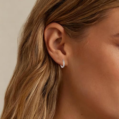 micuco 3 Pairs Small Hoop Earrings Tiny Cartilage Earrings for Women Men | Cubic Zirconia Earrings Huggie Hoop Ear Piercing Earrings for 8mm 10mm 12mm - color: 17# Silver 10mm