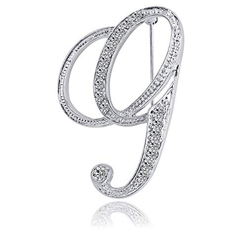 Letter Brooch Pins Initial Rhinestone Brooch for Women Crafts Silvery A-Z - color: Silver G