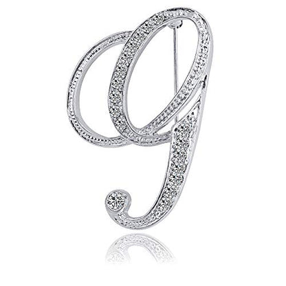 Letter Brooch Pins Initial Rhinestone Brooch for Women Crafts Silvery A-Z - color: Silver G