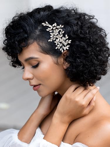 SWEETV Wedding Hair Comb Pieces Bridal Combs Bride Hair Accessories Clip | Rhinestone Hair Pieces Crystal Bridal Side Combs Elegant Wedding Hair Clip Wedding Hair Pieces for Women Girls Bridesmaid - color: Silver-B