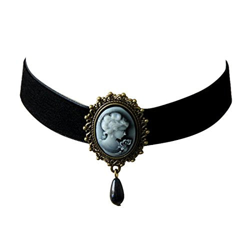 JJTZX Victorian Black Velvet Lace Choker Gothic Lady Cameo Necklace Gift for Her - style: Black Cameo