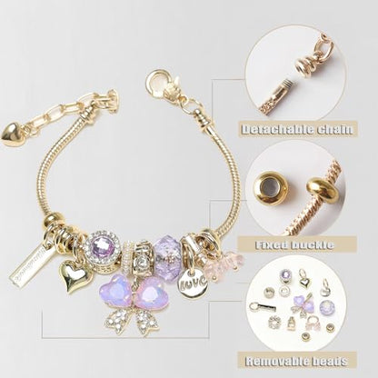 DS Charm Bracelets for teen girls exquisite cute cartoon friendship bracelet Gold Stainless Steel Bangle birthday Gift box Adjustable little girls kids jewelry holiday gifts - style: GOLD-6
