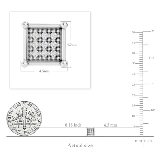 Dazzlingrock Natural Round White Diamond Square Shaped Unisex Stud Earrings | 0.06 Ctw | 925 Sterling Silver - color: 925 Sterling Silver, size: Push Back