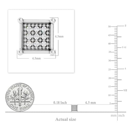 Dazzlingrock Natural Round White Diamond Square Shaped Unisex Stud Earrings | 0.06 Ctw | 925 Sterling Silver - color: 925 Sterling Silver, size: Push Back