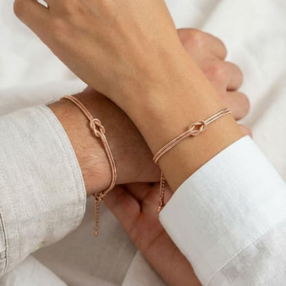 Matching Couple Bracelets – Infinity Promise Love Knot BFF Bracelets for Women & Men, Hypoallergenic Non-Tarnish Friendship Jewelry, Bestie Gifts, Forever Relationship Jewelry for Her/Him - color: Rose Gold