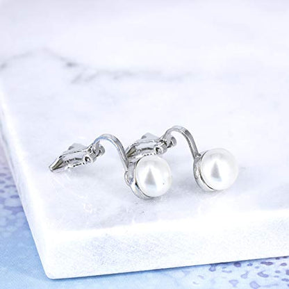 YOQUCOL Simulated Freshwater Pearl Clip On Earrings Not Pierced Elegant Stud Jewelry For Women - color: 8MM-White