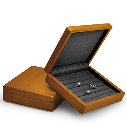 Oirlv Solid Wood Ring Jewelry Box Organizer Earrings Jewelry Drawer Organizer Tray with Lid (Grey) - color: Grey Box