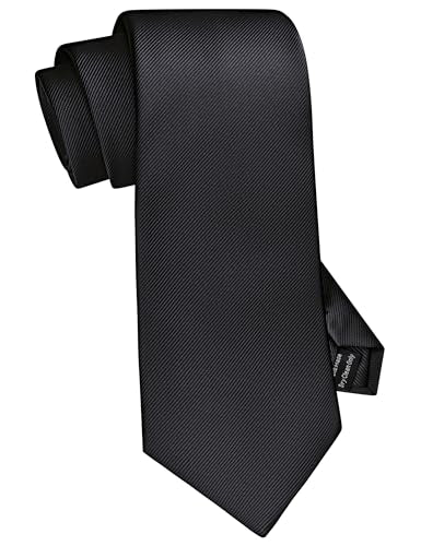 GUSLESON Classic New 3.15"（8cm） Men's Solid Color Necktie Wedding Business Tie + Gift Box - color: Black