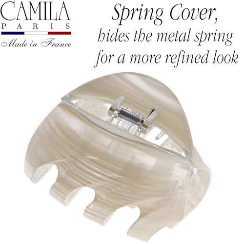Camila Paris CP3627 French Octopus Hair Clip, 2.5" Small Claw Clips for Thick Hair, Girl Octopus Claw Clip for Women, Strong No-Slip Grip, Wide Jaw Clips for Women, Made in France - color: Beige 2.5"