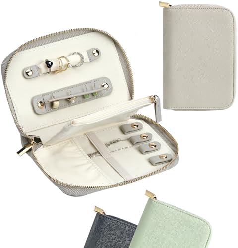 Travel Jewelry Organizer Case - for Tangle-Free Necklaces, Earrings, Rings, Bracelets Storage, Travel Essentials, Fashion Portable Jewelry Travel bags for Women - New Medium Gray - color: New Medium Gray
