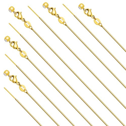 Crisjanggo 10 Pack Snake Necklace Bulk Gold Plated Stainless Steel Threader Adjustable Necklace Chain for Jewelry Making - color: Gold Snake