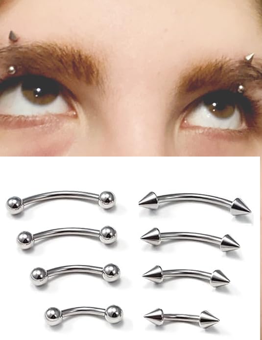 Eyebrow Piercing Jewelry Surgical Steel Curved Barbell Tiny Eyebrow Ring Vertical Labret Lip Jewelry Ear Rook Navel Small Belly Button Ring for Women Men 20g 16g 6mm/8mm/10mm/12mm - color: Silver tone Eyebrow Piercing Jewelry 16G