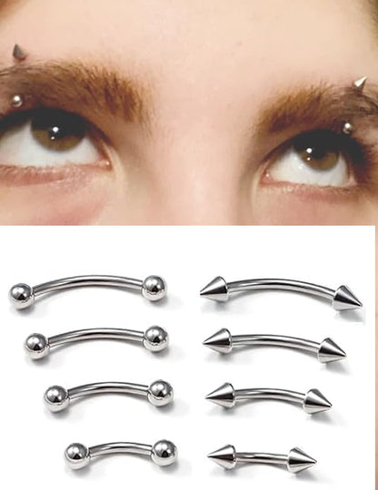Eyebrow Piercing Jewelry Surgical Steel Curved Barbell Tiny Eyebrow Ring Vertical Labret Lip Jewelry Ear Rook Navel Small Belly Button Ring for Women Men 20g 16g 6mm/8mm/10mm/12mm - color: Silver tone Eyebrow Piercing Jewelry 16G