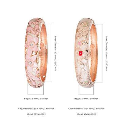 UJOY Cloisonne Indian Bangle Colored Crystal Plated Hinge Cuff Bracelet Hollowed Bird Enamel Jewelry Gift 55C49 - color: A11-2 Pcs/set-Cream White