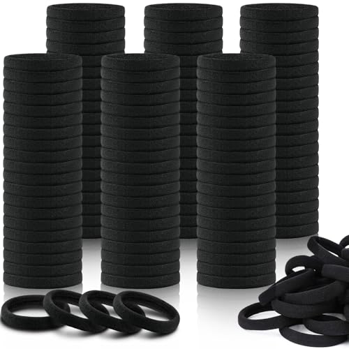 IKOCO 150PCS Black Hair Ties for Women, No Damage, Cotton Ponytail Holders | Value Pack, Seamless Elastic, No Pull/Snag/Breakage, No Crease, Durable Hold, for Thick & Curly Hair - color: Black