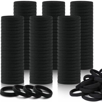 IKOCO 150PCS Black Hair Ties for Women, No Damage, Cotton Ponytail Holders | Value Pack, Seamless Elastic, No Pull/Snag/Breakage, No Crease, Durable Hold, for Thick & Curly Hair - color: Black