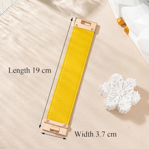 Rantanto Leather Wrap Bracelets For Women Gold Twist Lock Buckle Wrist Cuff | PU leather,Skin-friendly,Boho Stackable Wristband,Fashion Daily Jewelry,Trend Casual Party Bangle,Fit For Birthday, Holiday - color: Wide Yellow