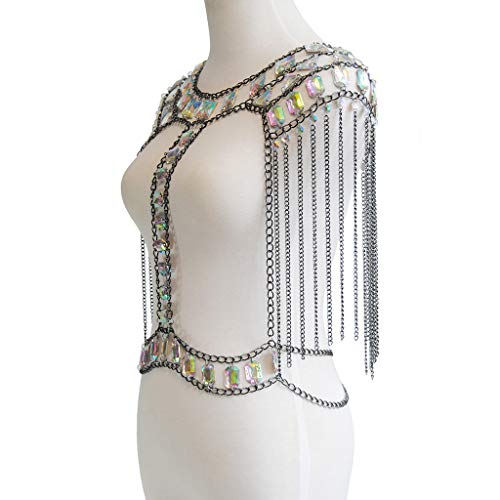 Women Sexy Jewelry Night Shop Costume Shoulder Body Chain - color: Black -Shoulder body chain