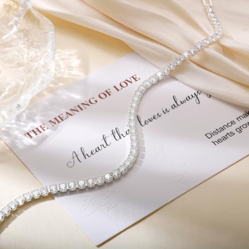 Tewiky Tennis Bracelet 14K Gold/Silver Plated 3mm Cubic Zirconia Tennis Bracelets for Women, Dainty Gold Bracelets for Women Non Tarnish Jewelry - color: Silver