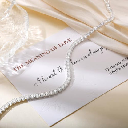Tewiky Tennis Bracelet 14K Gold/Silver Plated 3mm Cubic Zirconia Tennis Bracelets for Women, Dainty Gold Bracelets for Women Non Tarnish Jewelry - color: Silver