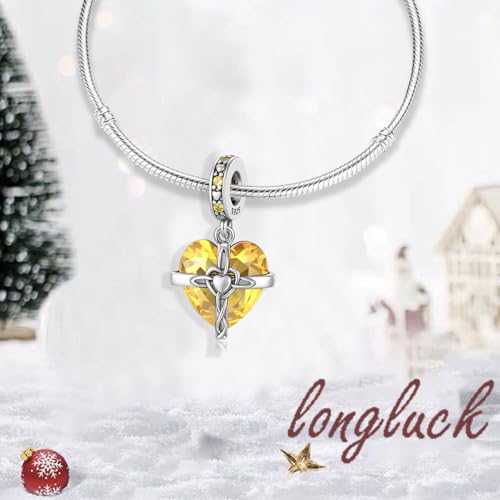 Birthstone Charms 925 Sterling Silver Heart Charms for Bracelets and Necklaces Birthday Day Christmas Gifts For Women - color: K-November