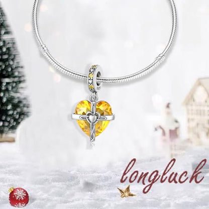 Birthstone Charms 925 Sterling Silver Heart Charms for Bracelets and Necklaces Birthday Day Christmas Gifts For Women - color: K-November