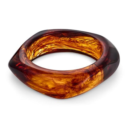 Chunky Acrylic Bangles Bracelets For Women Geometric Acrylic Resin Acetate Mottled Wide Bangle Bracelet Statement Colorful Bangles for Party - color: 02-irregular bangle