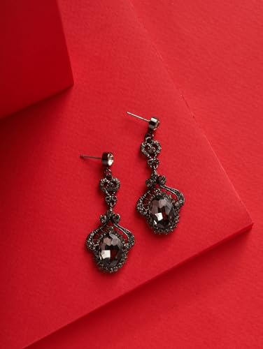 Christmas Halloween Red Heart Shaped Pattern Alloy Earrings, Gothic Antique Style Jewelry for Women - style: Earrings EARR.005