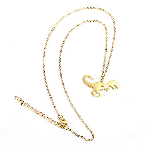 18K Gold Plated Stainless Steel Bee Honeycomb Pendant Necklace, Adjustable Y Lariat Conch/Guitar/Horseshoe Necklace for Women - color: Gold, style: Dinosaur