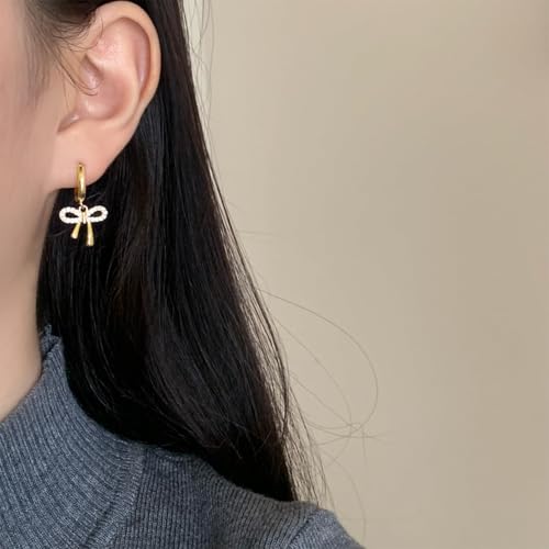 Bow Earrings Red Earrings for Women Dangle Cute Earrings Red Stuff Jewelry Outfits Accessories Gifts for Girls - color: C1:gold bow earrings