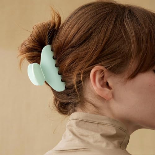 MAORULU Medium Acetate Hair Claw Clips, 3 Inch, Light Green | Premium Cute Jaw Clip For Women Girls, For Thin & Medium Thick Hair, Durable French Banana Clip, With Gift Box - color: Light Green