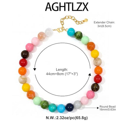 Chunky Beaded Necklace for Women, Colorful Trendy Statement Summer Jewelry Gift - color: necklace-1