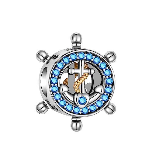 LUXILLA Charms for Bracelets & Necklace 925 Sterling Silver Charms Elephant Happy Birthday Charm Fit for Valentine's Day Mother's Day Jewelry Gift for Women - color: Boat Anchor Charm