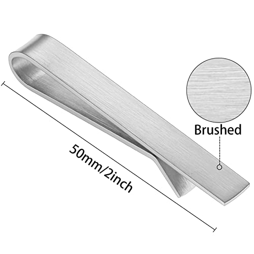 HAWSON 2 inch Tie Clips for Men-Skinny Tie Bar Tie Set for Wedding Anniversary Business and Best Gift for Dad Husband Brother - color: 1 PCS - Brush Silver