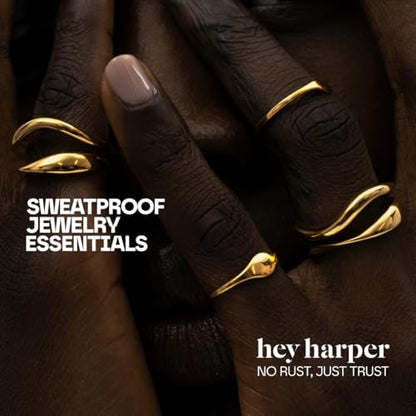 Hey Harper Gold Ring for Women - Gold Plated Stacking Waterproof & Sweatproof Jewerly Ring - Everday Non Tarnish Cute Fashion Circle Rings - style: Marbella Ring