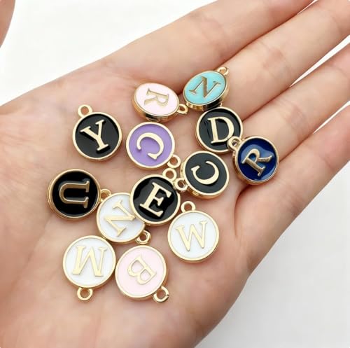 104pcs Double-Sided Enamel Letter Charms for Jewelry Making, Includes A-Z Initial Charms for Bracelets, Necklaces & DIY Craft Projects