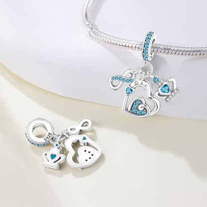 3PCS Birthstone Stone Charms for Charms Bracelet 925 Sterling Silver Infinity Love Heart Crown Dangle Charms Spacer Stopper Beads for Bracelets and Necklaces, Birthday Mother's Day Christmas Gifts For Women. - color: 12 Dec. 3PCS