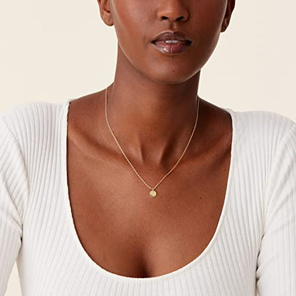 PAVOI 14K Gold Plated Dainty Cubic Zirconia Pendant Necklace for Women | Dot, Elephant, Butterfly, Pineapple, Lock, Knot, Palm Tree, Bow, Smiley Pendant | Layering Chain Necklaces - style: Disc